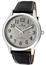 Croton Grey Dial Black Genuine Leather