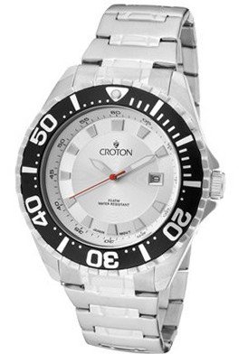 Croton Quartz Stainless Steel Bracelet Silver 44mm Dial 20 ATM CA301228SSSL