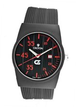 Croton Red Markers Black Striped Rubber Sport Series Quartz Date CX328016BSRD