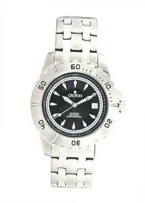 uCroton Aquamatic Automatic Black Textured Dial Stainless Steel 