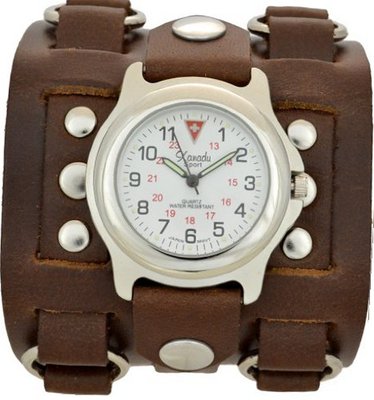 Tri Clasp Cuff Brown Leather