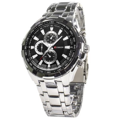 Curren 8023 Silver + Black