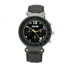 D&G Dolce & Gabbana DW0306 Rhythm Collection Black Leather Chronograph