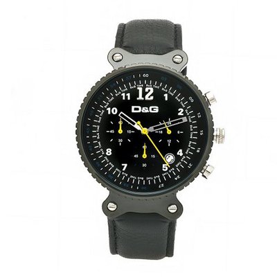 D&G Dolce & Gabbana DW0306 Rhythm Collection Black Leather Chronograph