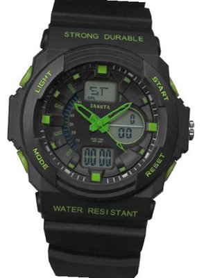 Dakota Analog & Digital PVC Strap Tough (Black/Green)