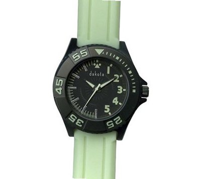 Dakota es Glow In The Dark, Black Dial, Luminous Silicon Strap 2428-2
