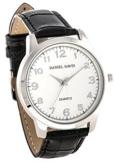 Daniel David DD10701 - Casual - Black Crocodile Pattern Leather Band & White Dial