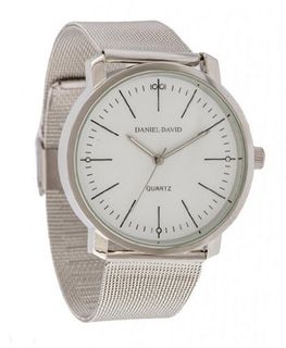 Daniel David DD11801 - Casual - Large White Dial & Stainless Steel Mesh Band