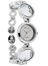 Daniel David Elegant Cubic Zirconia Rhinestone Silver-tone Circle Linked Self-Adjustable Links