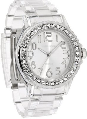 Daniel David HA0300 - Fashion - Large Transparent Band & Light Rhinestone Accented Dial