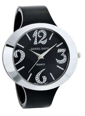 Daniel David HA0461 - Fashion - Black Large Numbers Dial & Black Bangle