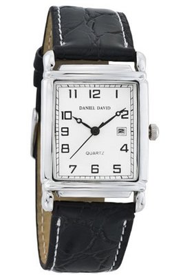 Daniel David HA0478 - Elegant - Black Leather Dress Strap & Rectangular Case