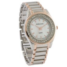 Daniel David `s DD11703 - Fashion - Two-tone Rose & Silver Bracelet & Crystal Accent Dial - Boyfriend Style
