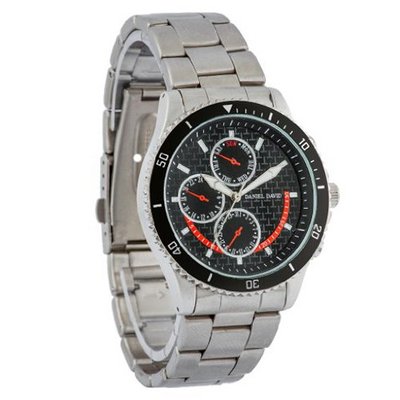 Daniel David `s DD12302 - Classic Sport - Black Dial & Stainless Steel Bracelet - Chronograph Look