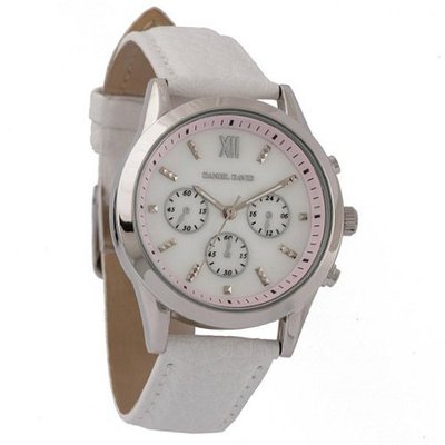 Daniel David `s DD12401 - Fashion - White Genuine Leather Snake Pattern Band & White Dial