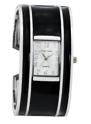 Daniel David Stylish Black & Silver-tone Bangle