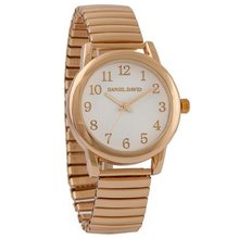 Daniel David Unisex DD12203 - Dress - Gold-Tone Expandable Bracelet & White Round Dial