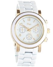 M&c `s FC0382 - Fashion - Oversized White & Round Chronograph Look