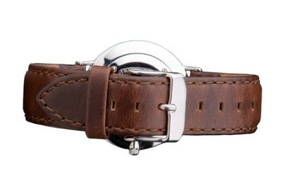 Daniel Wellington Bristol Silver Brown Leather Buckle Strap with Pin of 18cm 0811DW