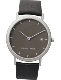Danish Design IQ13Q881 Titanium Case Black Leather Band Black Dial