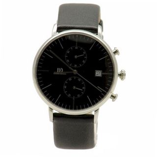 Danish Design IQ13Q975 Stainless Steel Case Black Leather Band Black Dial Chronograph