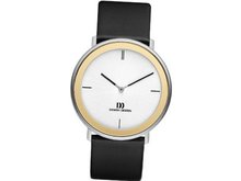 Danish Design Iq15q1010 Stainless Steel Case Black Leather Band White Dial Gold Bezel