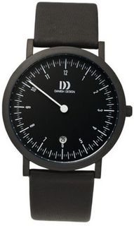 Danish Design IQ19Q820 Titanium Case Leather Band Black Dial
