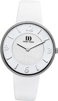 Danish Design IV12Q1017 Titanium Case White Leather Band Silver Dial