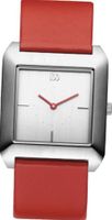 Danish Design IV14Q989 Stainless Steel Case Red Leather Band Silver Dial
