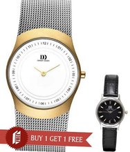 Danish Design IV65Q963 Mesh Stainless Steel White Dial Gold Tone Bezel