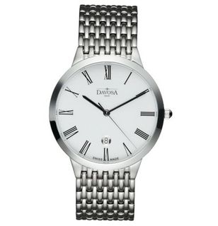 Davosa Superflat Analogue 16346022 with White Dial and 38 mm Stainless Steel Case