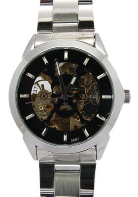 Daybird Black skeleton bone Dial Automatic Stainless Steel es