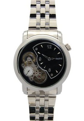 Daybird Mechanical Double Movement Black and gold Hollow Dial