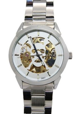 Daybird White skeleton bone Dial Automatic Stainless Steel es
