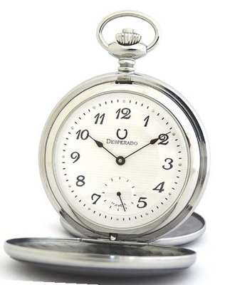 Desperado "Tombstone" Wind Up Mechanical Pocket Polished Steel Case