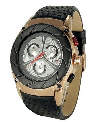 DFactory DFM018LSB Black Label Silver Dial Leather Chronograph