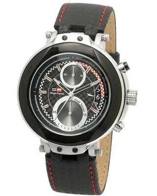 DFactory DFU011YRN Black Label Black Dial Leather Chronograph