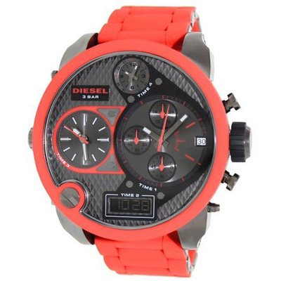 Diesel DZ7279 MR.Daddy Sba Oversize Gunmetal Dial Red Band  NEW