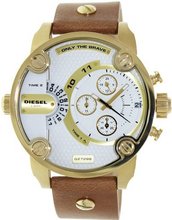 Diesel Dz7288 Little Daddy White Gold Brown Leather Strap  NEW