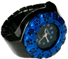 Lunar Diver Ring in Chrome with Blue Bezel