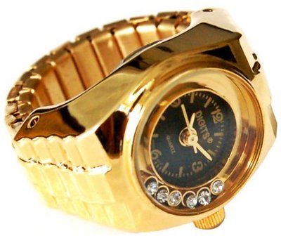 Lunar Floating Crystals in Gold Ring