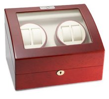 Diplomat 31-414 Cherry Wood Quad Winder with Off-White Leather Interior