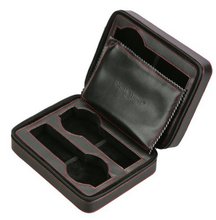 Diplomat 31-468 Black Leather Quad Zippered Travel Case with Black Suede Interior Case