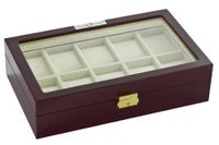 Diplomat 31-57614 Cherry Wood Finish with Clear Top and Cream Leather Interior 10 Storage Case