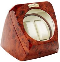 Diplomat Burl Wood Double Winder with Leather Interior and Multi-Setting Smart IC Timer