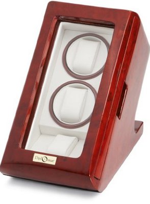 Diplomat Cherry Wood Double Winder with White Leather Interior