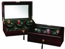 Ebony Wood Finish 6 Winder With 7 Additional Storage Spaces, Three Turntable With 4 Program Settings.