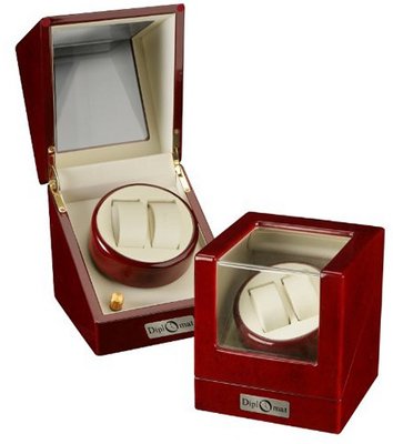 uDiplomat Burgundy Wood Finish 2 Winder With Cream Leatherette Interior, One Turntable With 4 Program Settings. 