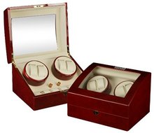 uDiplomat Burgundy Wood Finish 4 Winder With 6 Additional Storage Spaces, Two Turntable With 4 Program Settings. 