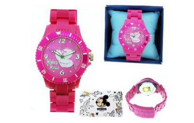 uDisney Interactive Studios Mickey Mouse Disney Pink High Tech Strap & Crystal on Dial Genuine Disney 